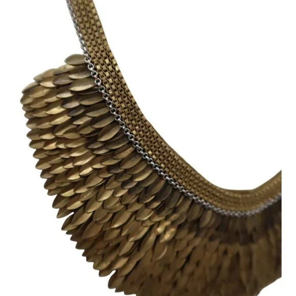 STELLA & DOT Pegasus Bronze Feather Bib Collar Necklace Worn by RBG Kardashian